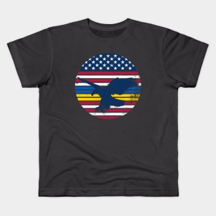 Ukraine and American Flag with Eagle Kids T-Shirt